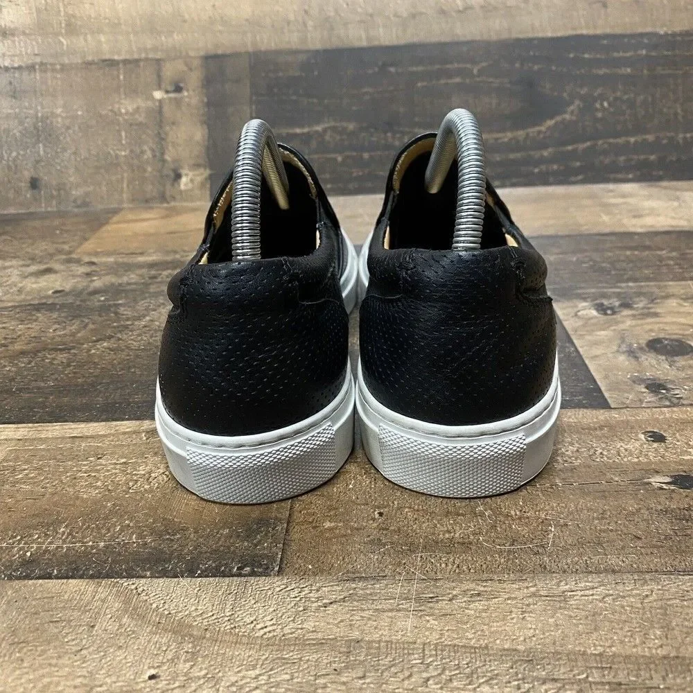 The Greats Brooklyn Laser Etched Italian Black Leather Slip On Sneaker sz 10